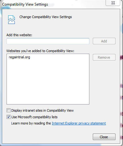 Compatibility View Settings